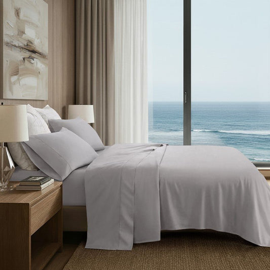 Elina American Grown Supima 500TC Cotton Percale Sheet Set - Grey - Quahog Bay Bedding