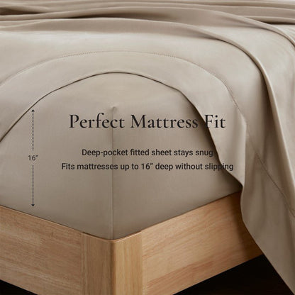 Elina American Grown Supima 500TC Cotton Percale Sheet Set - Linen - Quahog Bay Bedding