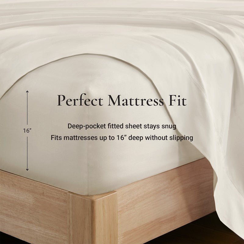 Elina American Grown Supima 500TC Cotton Percale Sheet Set - Off White - Quahog Bay Bedding