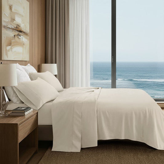 Elina American Grown Supima 500TC Cotton Percale Sheet Set - Off White - Quahog Bay Bedding