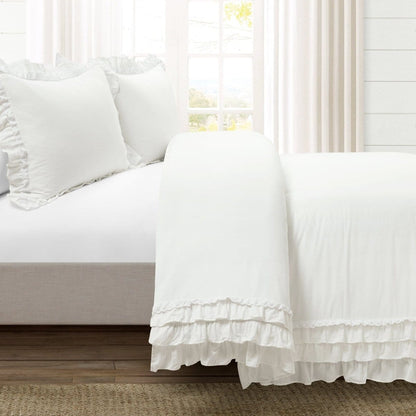 Ella Ruffle Lace 100% Cotton Duvet Cover 3 Piece Set - Quahog Bay Bedding