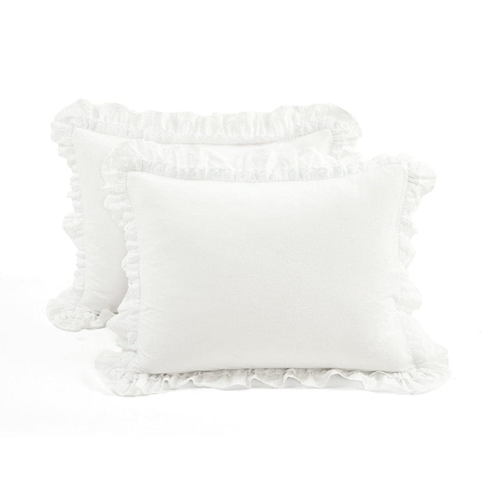 Ella Ruffle Lace 100% Cotton Duvet Cover 3 Piece Set - Quahog Bay Bedding