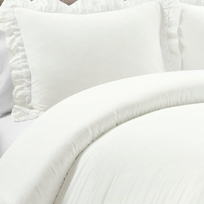 Ella Ruffle Lace 100% Cotton Duvet Cover 3 Piece Set - Quahog Bay Bedding