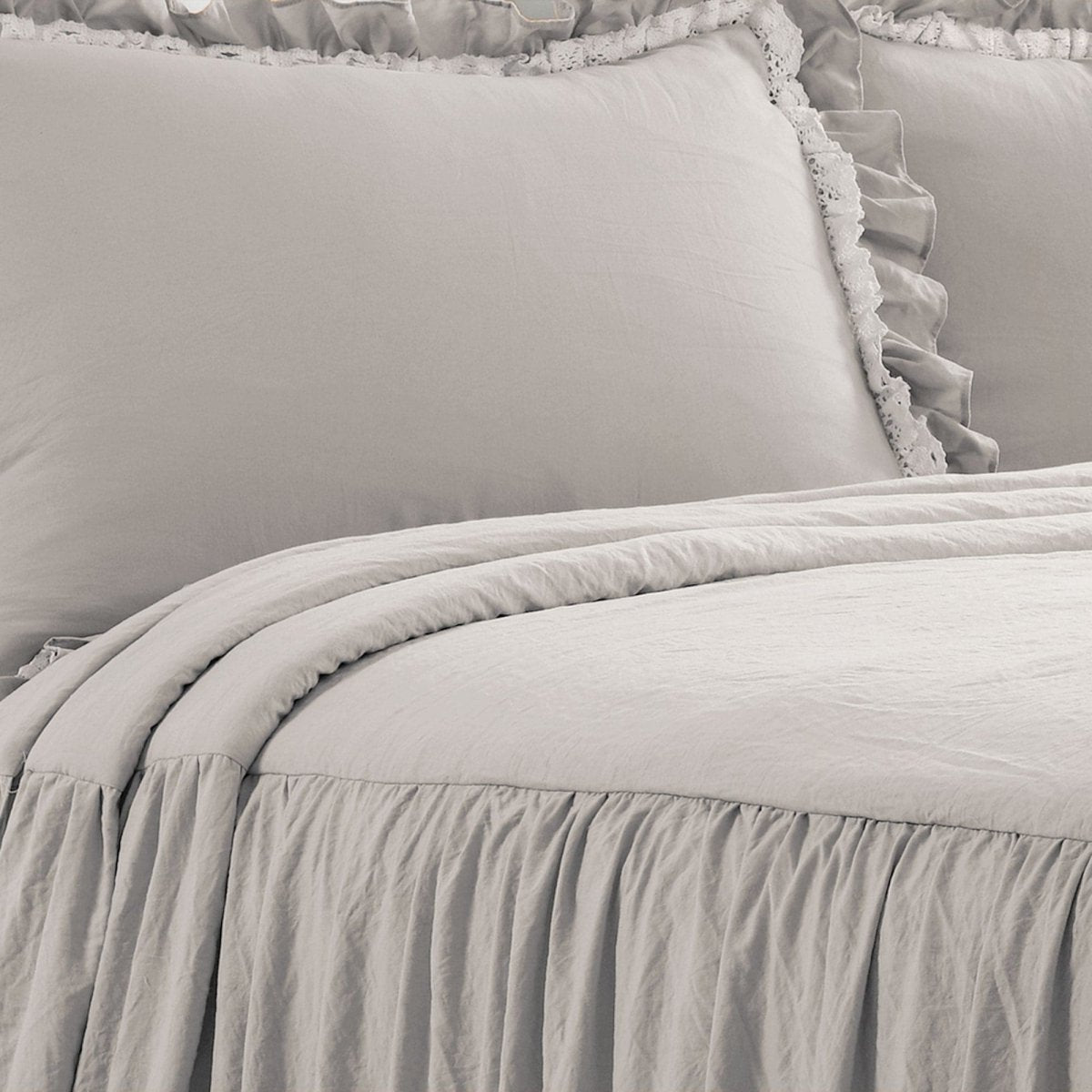 Ella Ruffle Lace 3PC Bedspread Set | Coastal Cottage Bedding - Quahog Bay Bedding