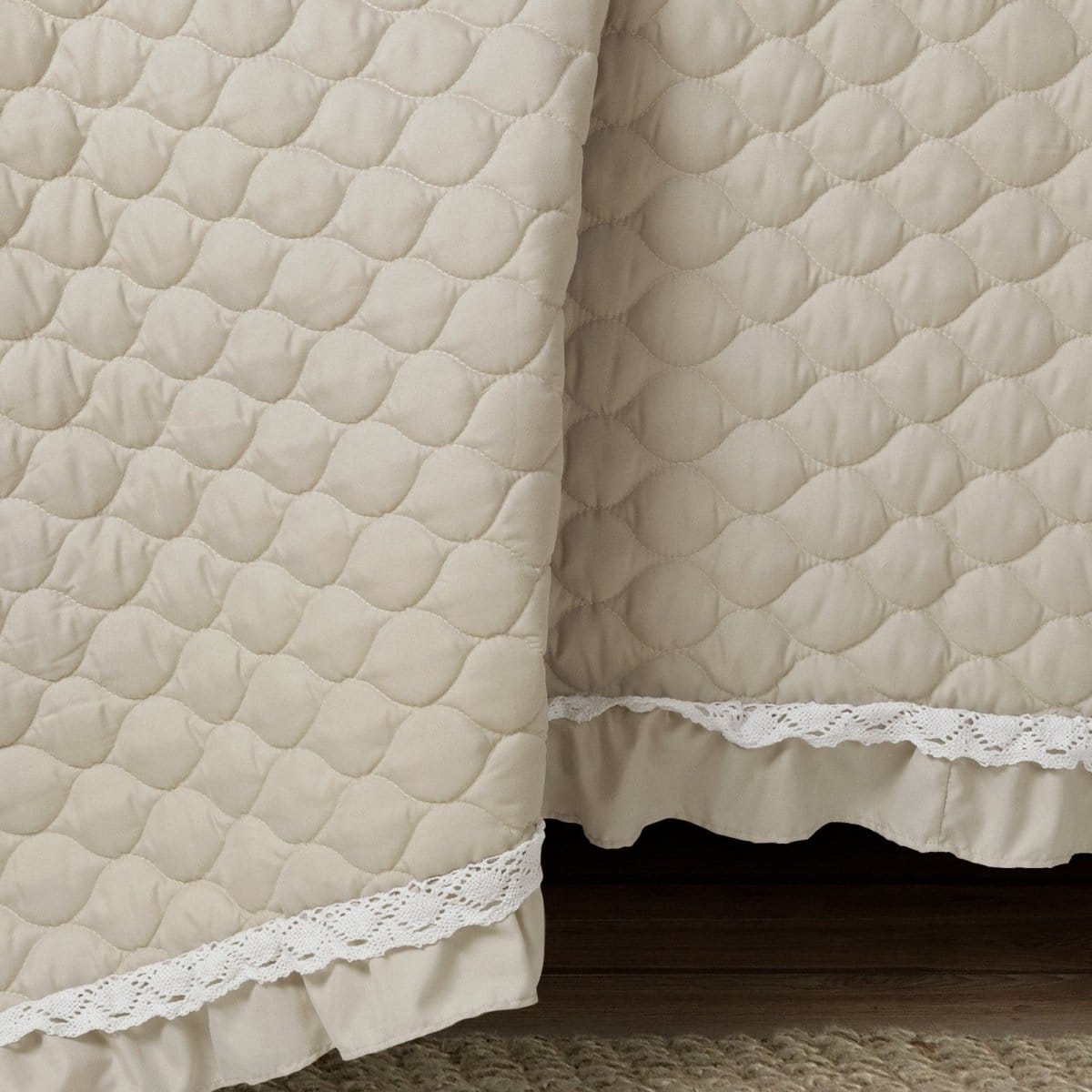 Ella Ruffle Lace 3PC Quilt Set | 100% Cotton | Coastal Cottage Bedding - Quahog Bay Bedding