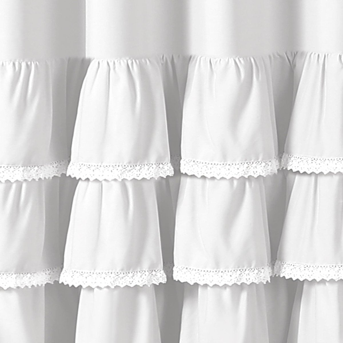 Ella Ruffle Lace Shower Curtain | Coastal Cottage Bathroom Decor - Quahog Bay Bedding