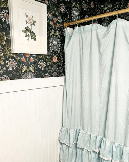 Ella Ruffle Lace Shower Curtain | Coastal Cottage Bathroom Decor - Quahog Bay Bedding