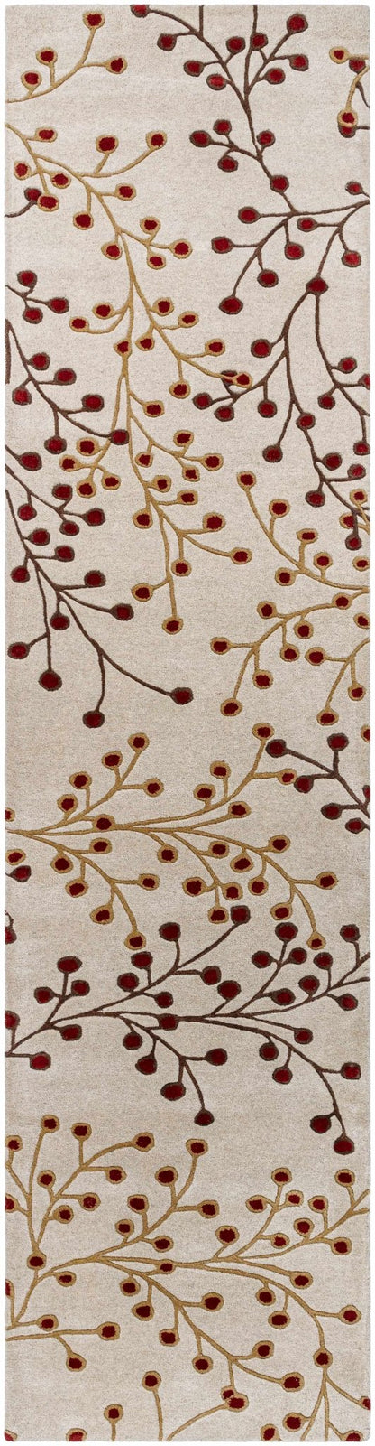 Elsu Beige&Burgandy Wool Rug - Quahog Bay Bedding