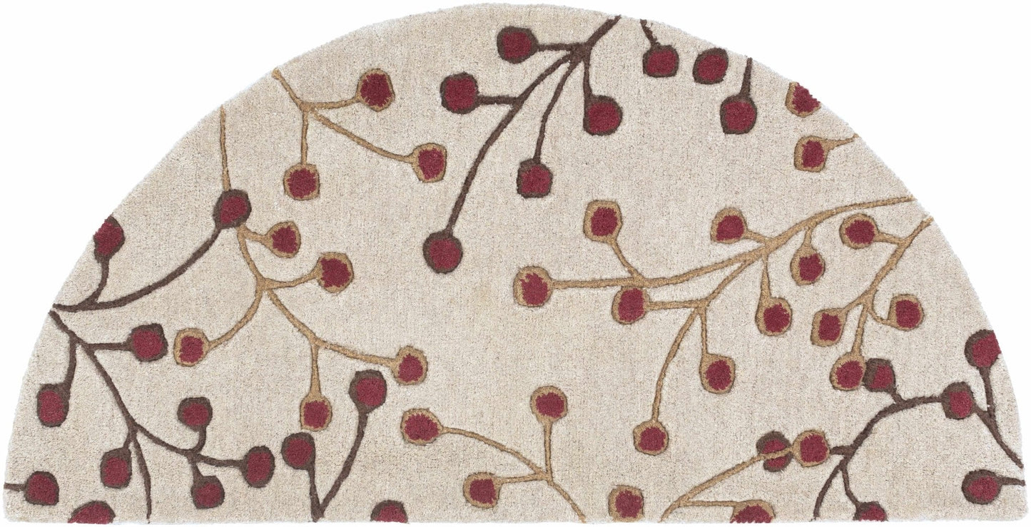 Elsu Beige&Burgandy Wool Rug - Quahog Bay Bedding