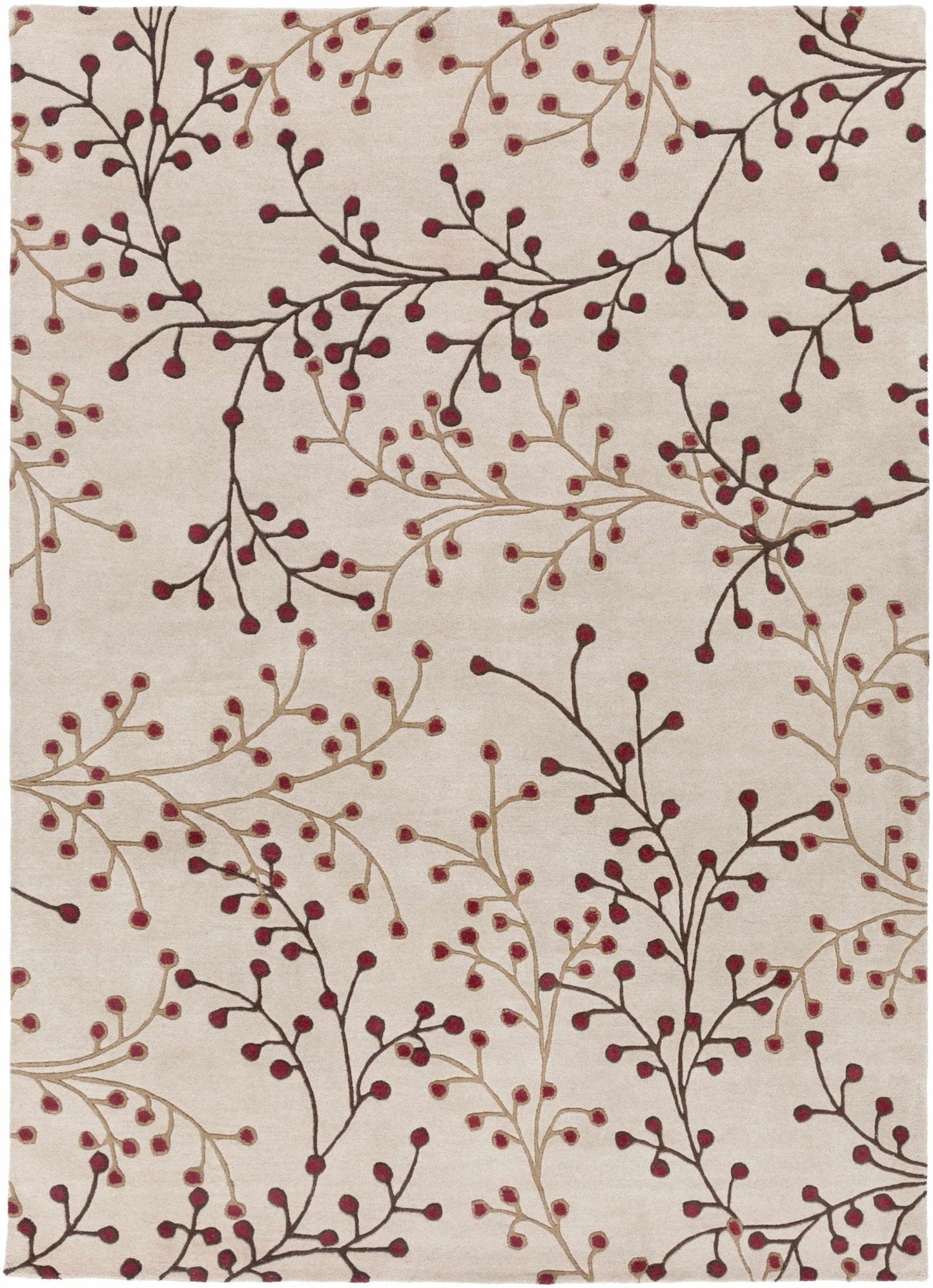 Elsu Beige&Burgandy Wool Rug - Quahog Bay Bedding