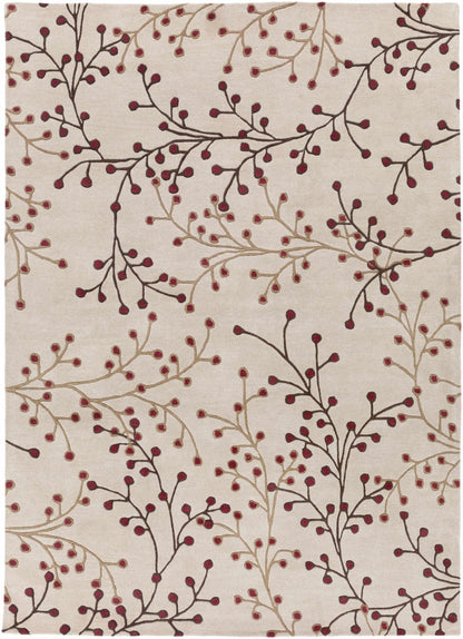 Elsu Beige&Burgandy Wool Rug - Quahog Bay Bedding