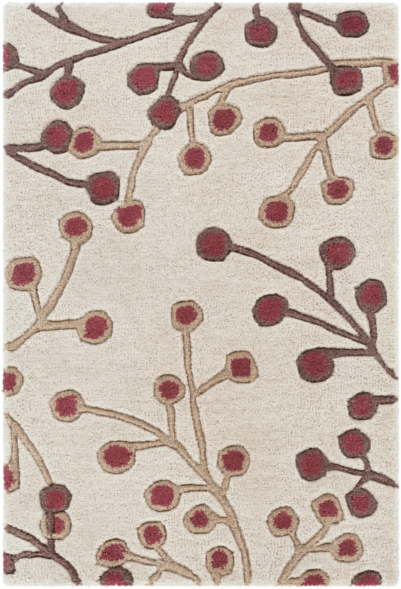 Elsu Beige&Burgandy Wool Rug - Quahog Bay Bedding