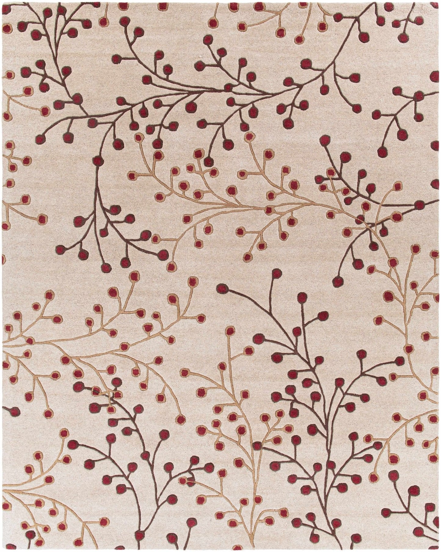 Elsu Beige&Burgandy Wool Rug - Quahog Bay Bedding