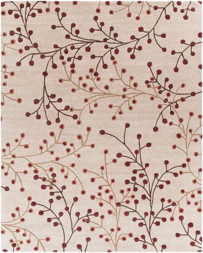 Elsu Beige&Burgandy Wool Rug - Quahog Bay Bedding