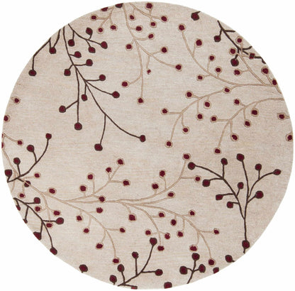 Elsu Beige&Burgandy Wool Rug - Quahog Bay Bedding