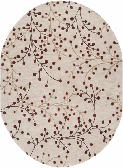 Elsu Beige&Burgandy Wool Rug - Quahog Bay Bedding