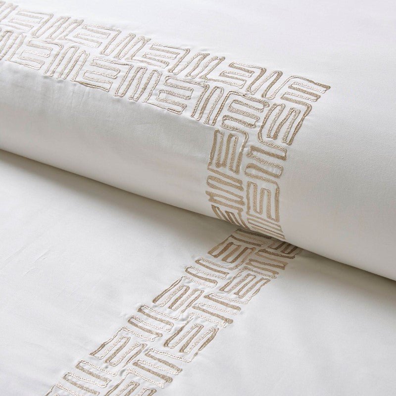 Embroidered Cotton Oversized Comforter Set - White & Gold 4PC - Quahog Bay Bedding
