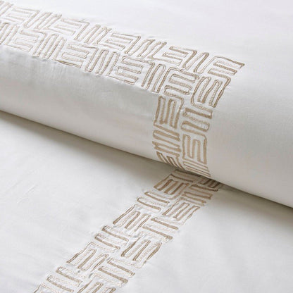 Embroidered Cotton Oversized Comforter Set - White & Gold 4PC - Quahog Bay Bedding