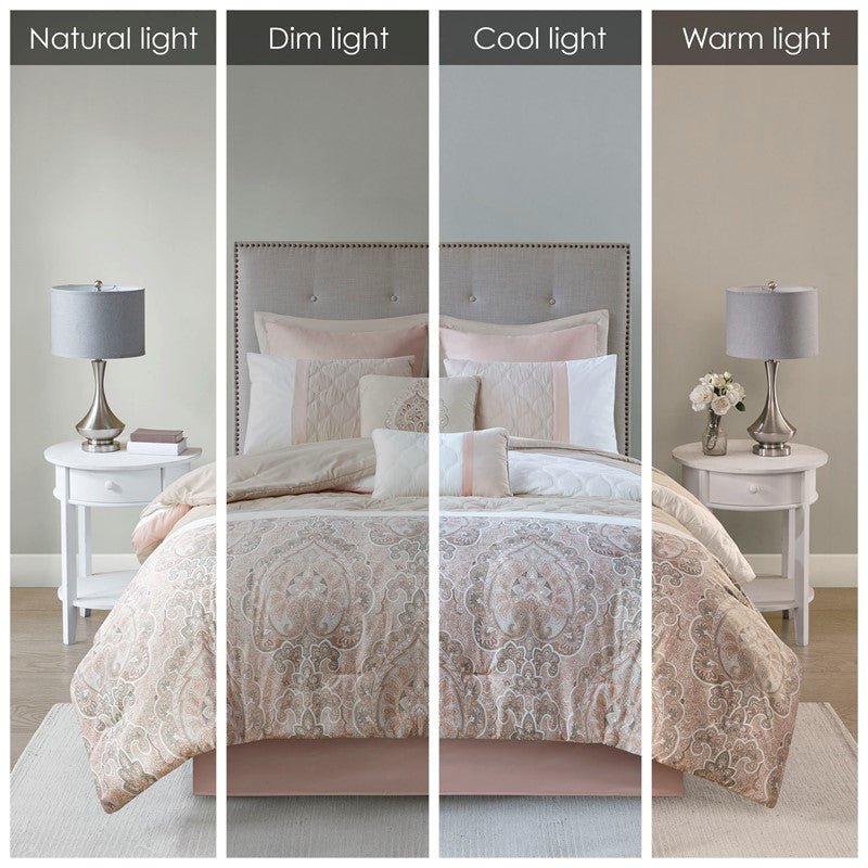 510 Design Shawnee Blue Medallion Comforter Set 8PC Blush - Quahog Bay Bedding