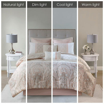 510 Design Shawnee Blue Medallion Comforter Set 8PC Blush - Quahog Bay Bedding