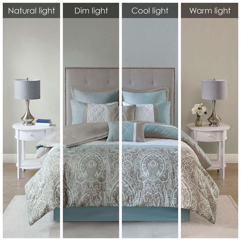 510 Design Shawnee Blue Medallion Comforter Set 8PC Seafoam - Quahog Bay Bedding