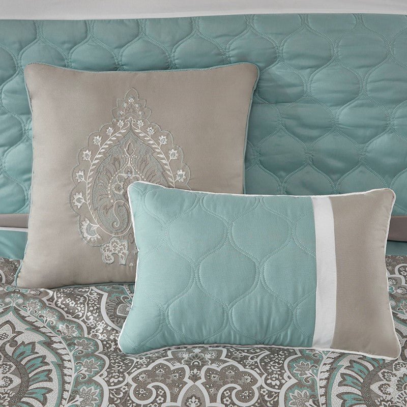 510 Design Shawnee Blue Medallion Comforter Set 8PC Seafoam - Quahog Bay Bedding