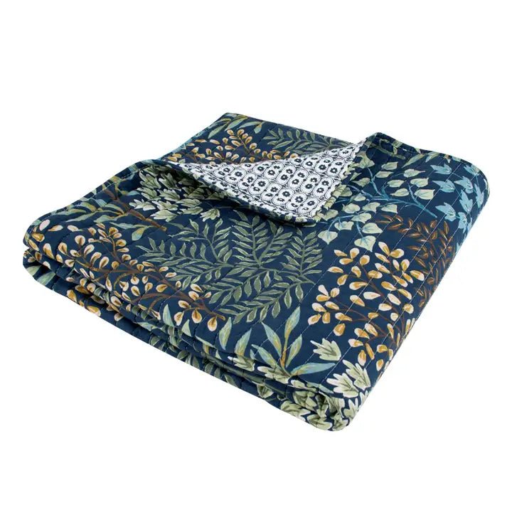 English Forest Quilted Throw - Navy - Quahog Bay Bedding
