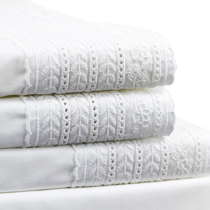 300TC Elizabeth Lace Cotton Percale Sheet Set