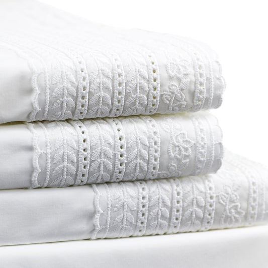 300TC Elizabeth Lace Cotton Percale Sheet Set