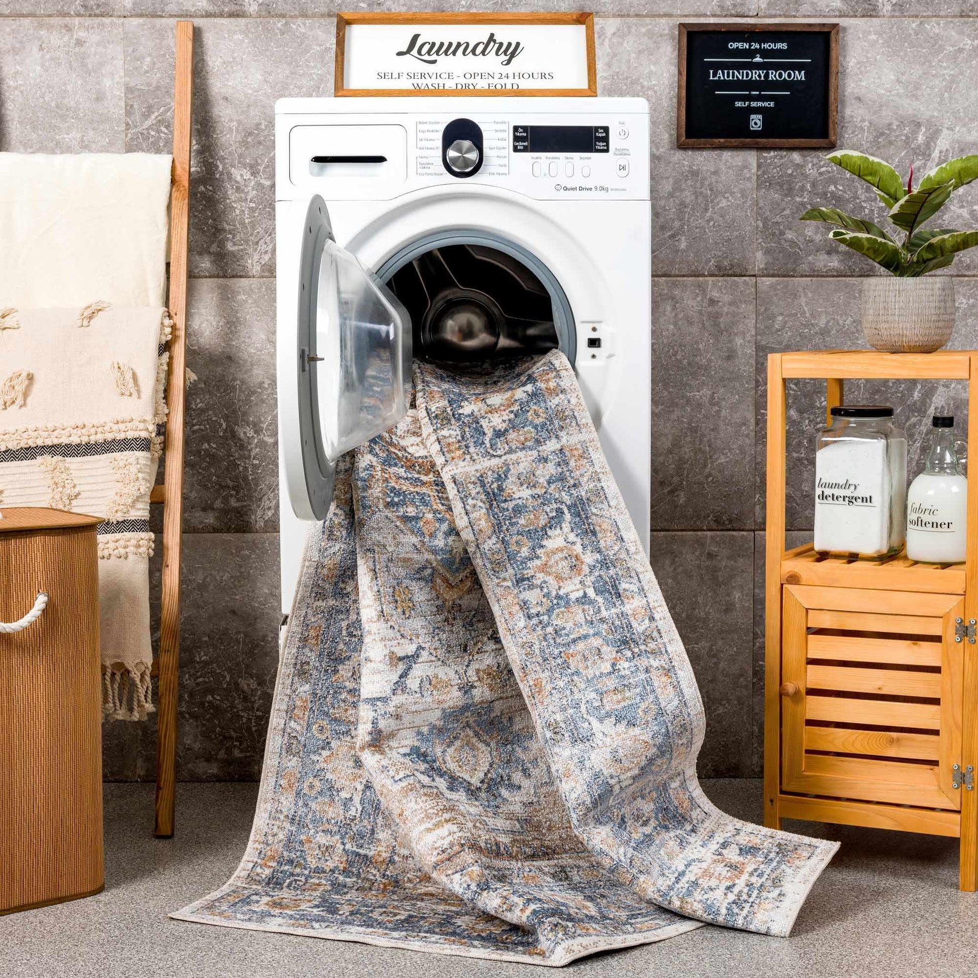 Ezri Flat Pile Washable Rug - Quahog Bay Bedding