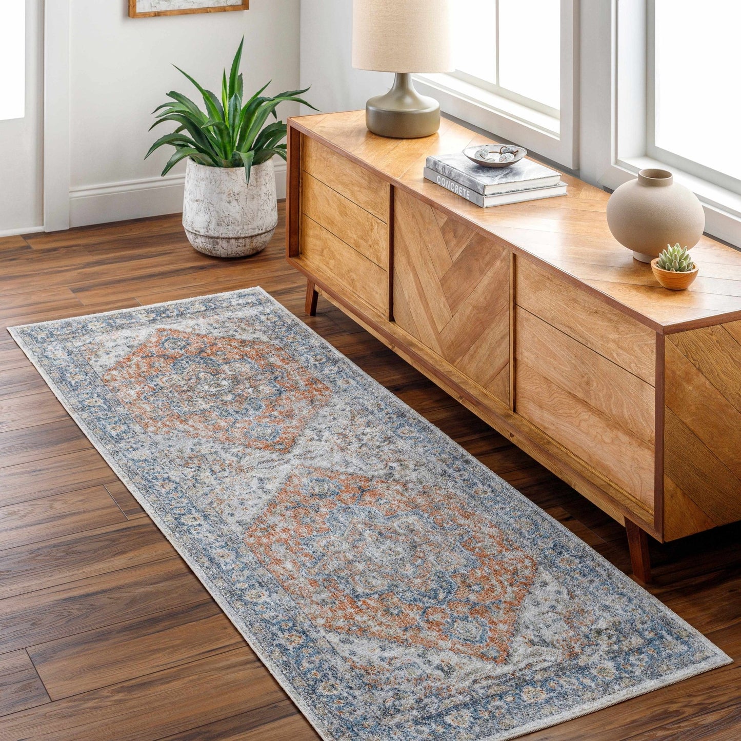 Ezri Rust Washable Area Rug - Quahog Bay Bedding