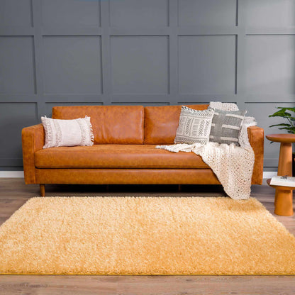 Faina Gold Yellow Washable Shag Rug - Quahog Bay Bedding