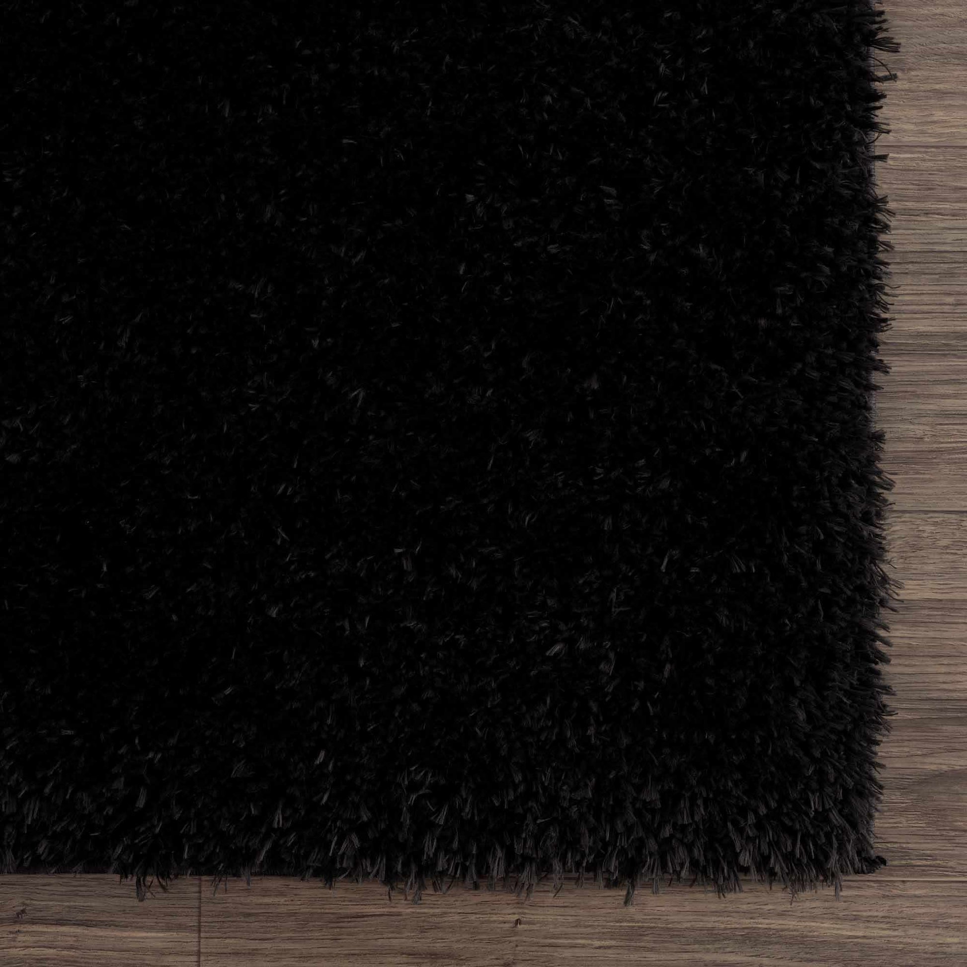 Faina Solid Black Shag Rug Washable - Quahog Bay Bedding