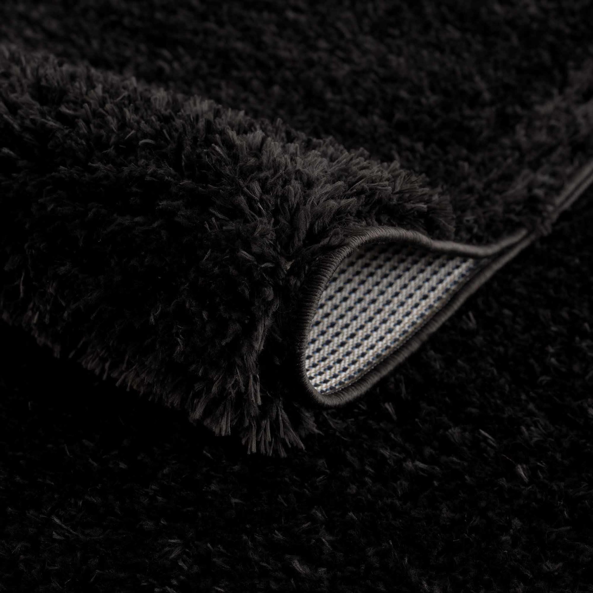 Faina Solid Black Shag Rug Washable - Quahog Bay Bedding