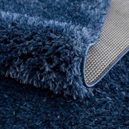 Faina Solid Dark Blue Shag Rug Washable - Quahog Bay Bedding