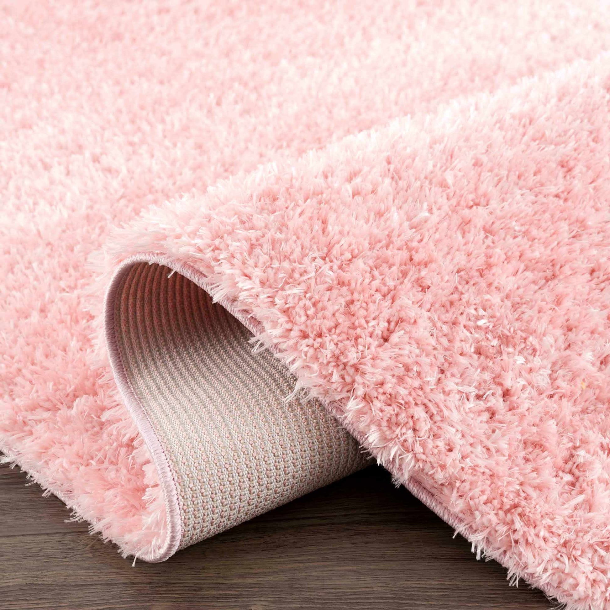 Faina Solid Pink Shag Rug Washable - Quahog Bay Bedding