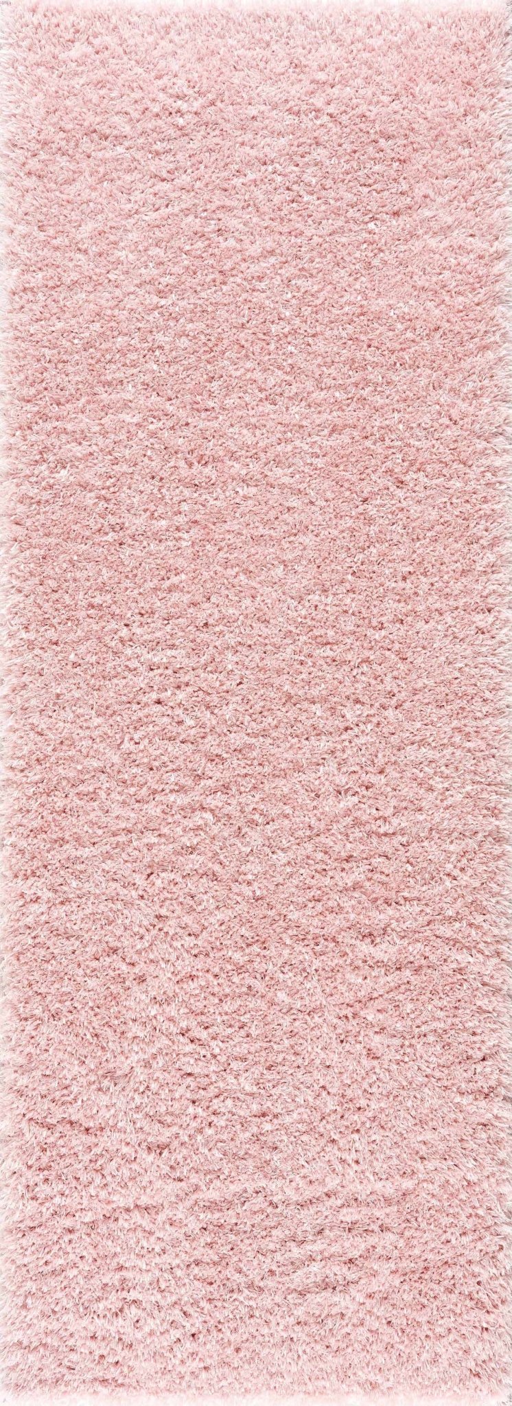 Faina Solid Pink Shag Rug Washable