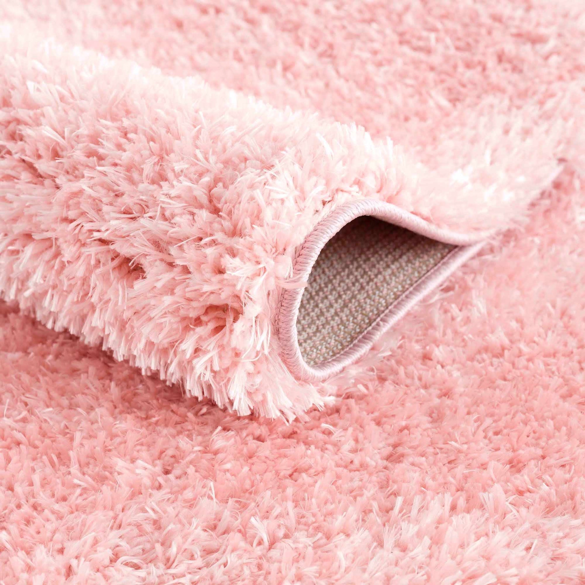Faina Solid Pink Shag Rug Washable - Quahog Bay Bedding