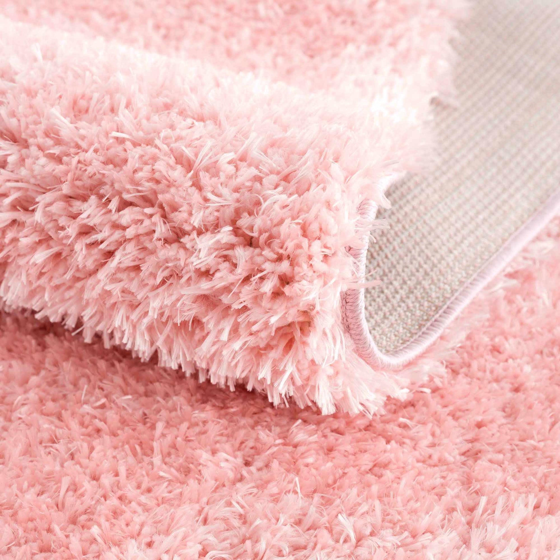 Faina Solid Pink Shag Rug Washable - Quahog Bay Bedding