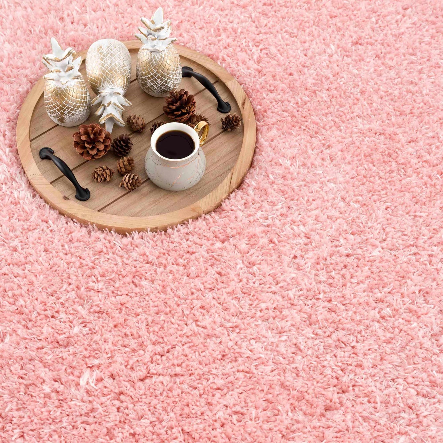 Faina Solid Pink Shag Rug Washable - Quahog Bay Bedding