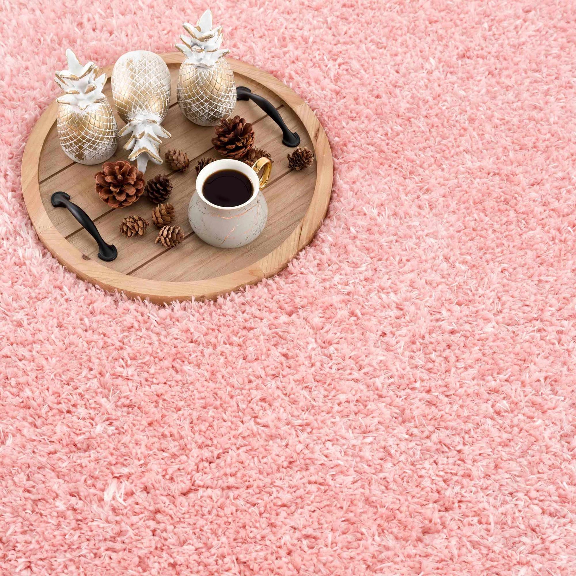 Faina Solid Pink Shag Rug Washable - Quahog Bay Bedding