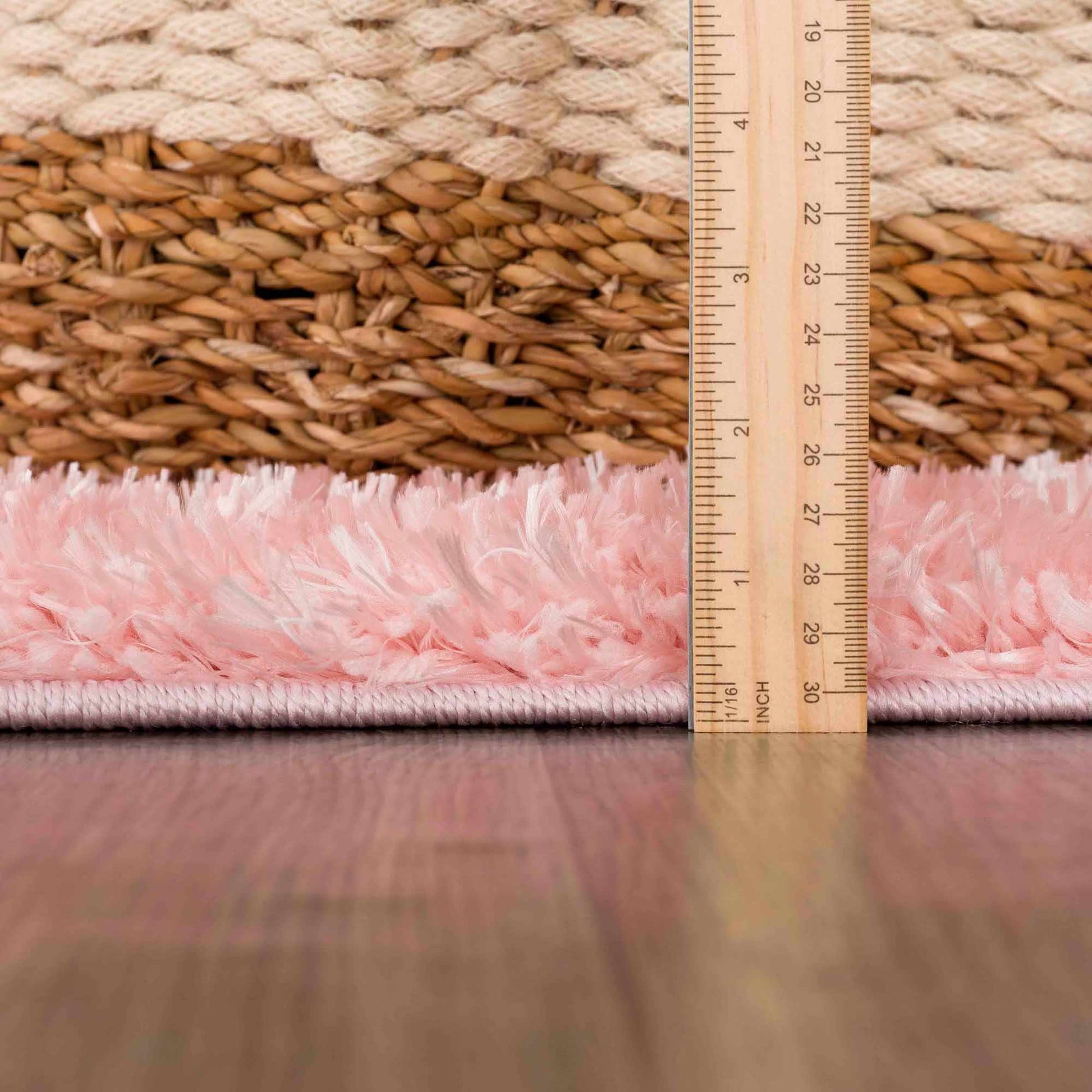 Faina Solid Pink Shag Rug Washable - Quahog Bay Bedding