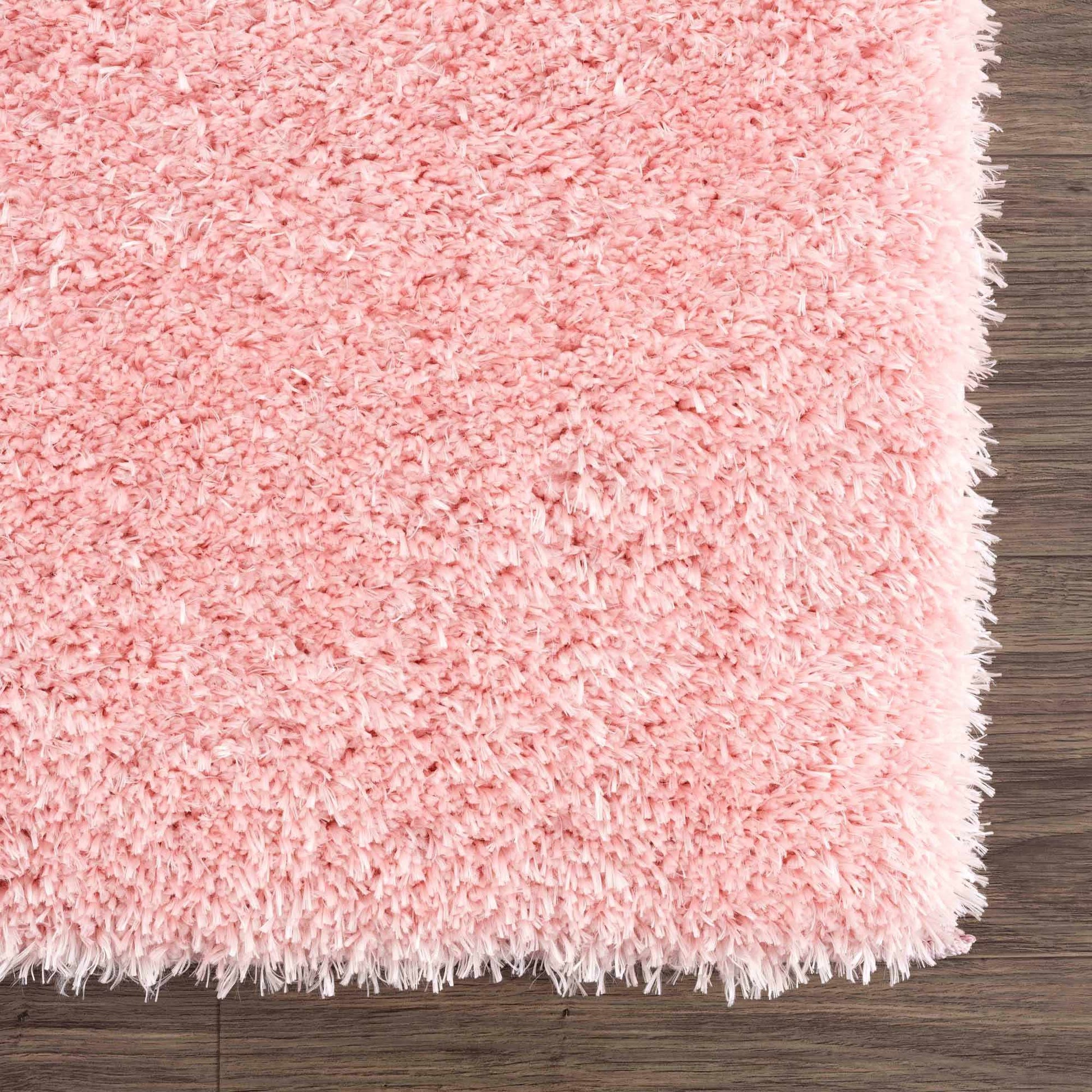 Faina Solid Pink Shag Rug Washable - Quahog Bay Bedding