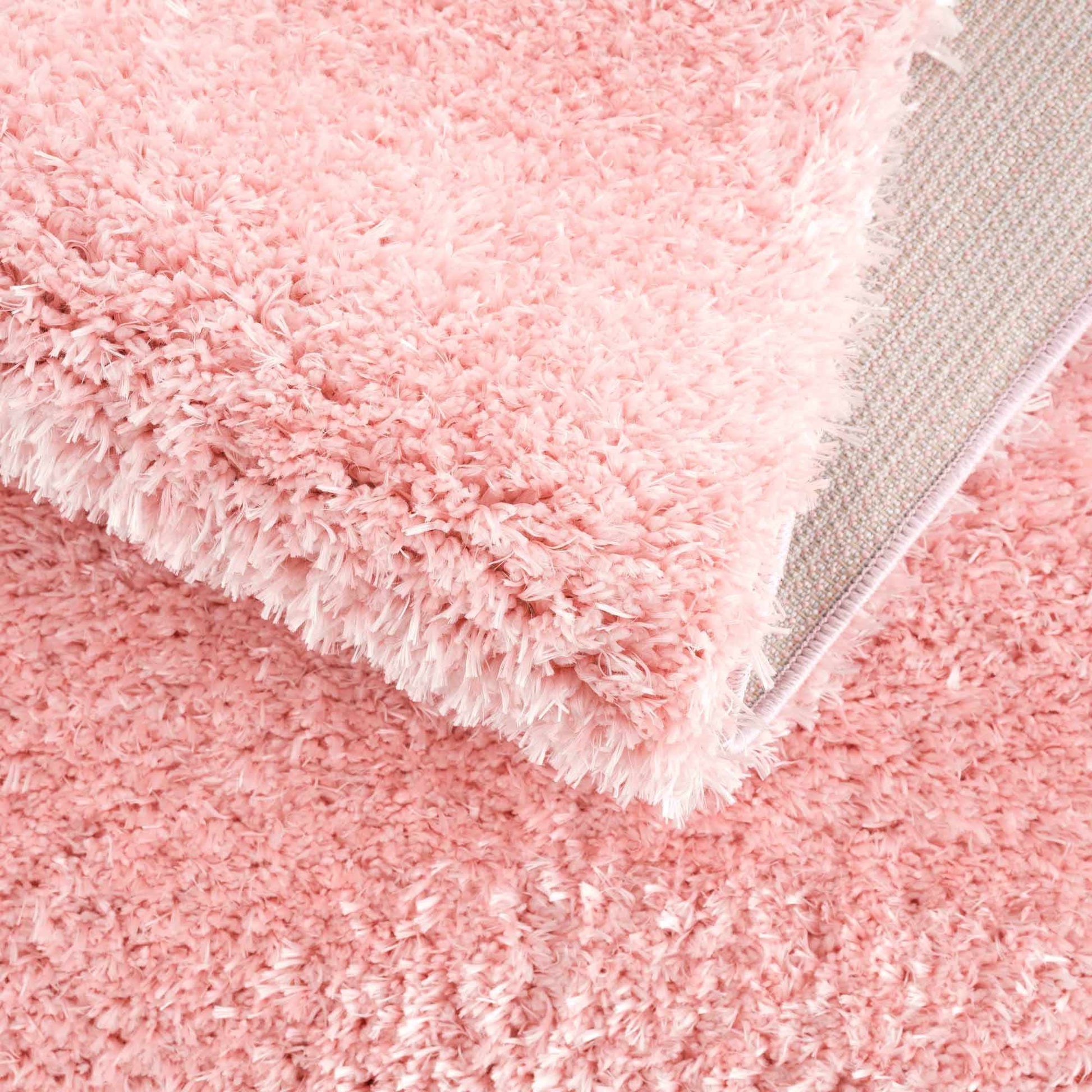 Faina Solid Pink Shag Rug Washable - Quahog Bay Bedding