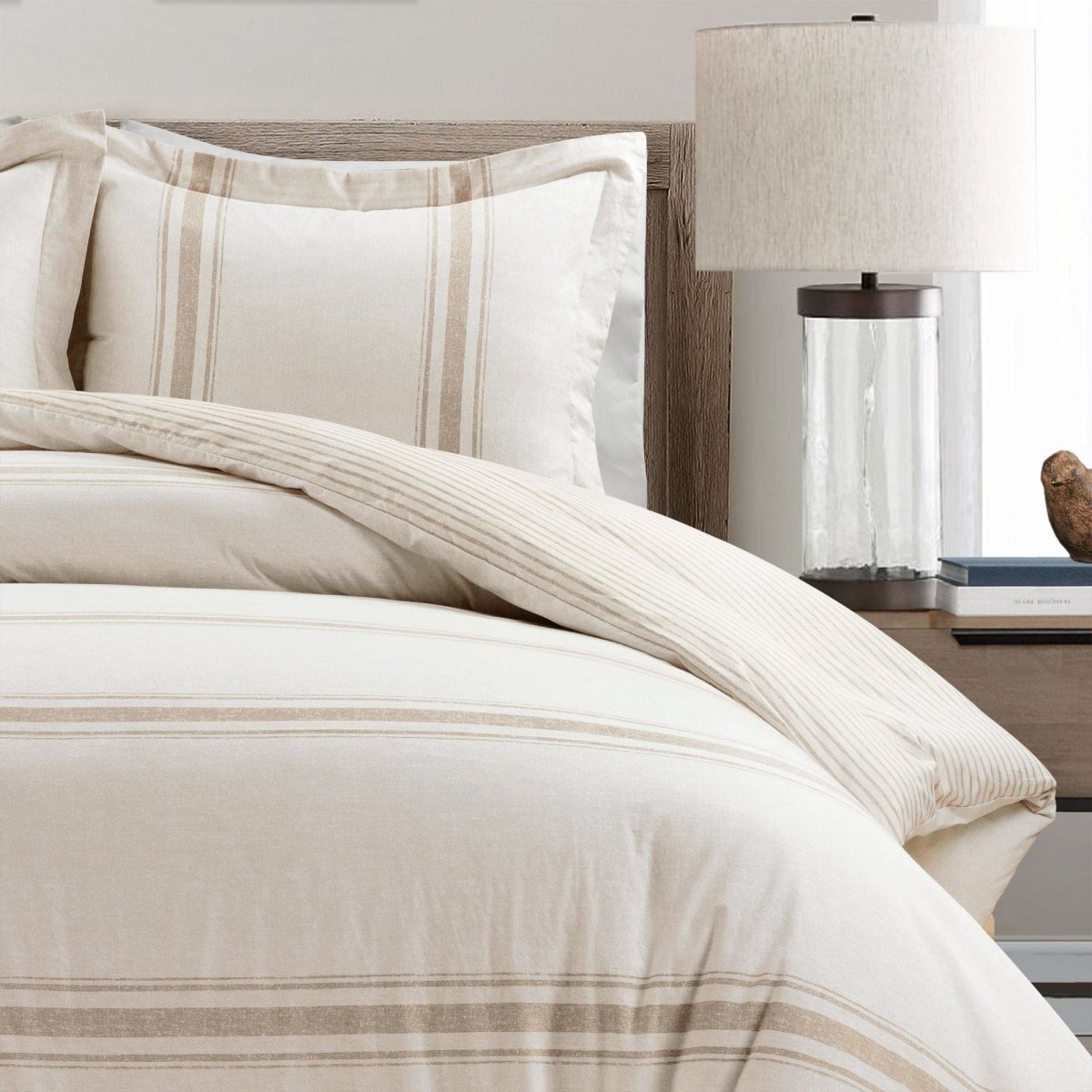 Farmhouse Stripe 100% Cotton Duvet Cover Set - Quahog Bay Bedding