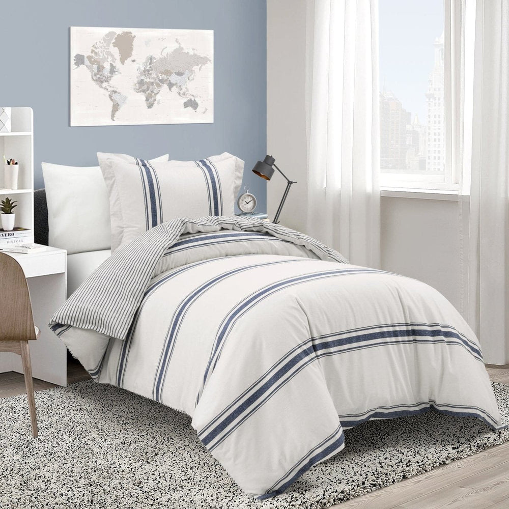 Farmhouse Stripe 100% Cotton Duvet Cover Set - Quahog Bay Bedding