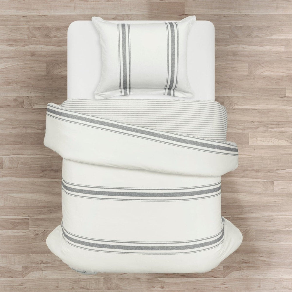 Farmhouse Stripe 100% Cotton Duvet Cover Set - Quahog Bay Bedding