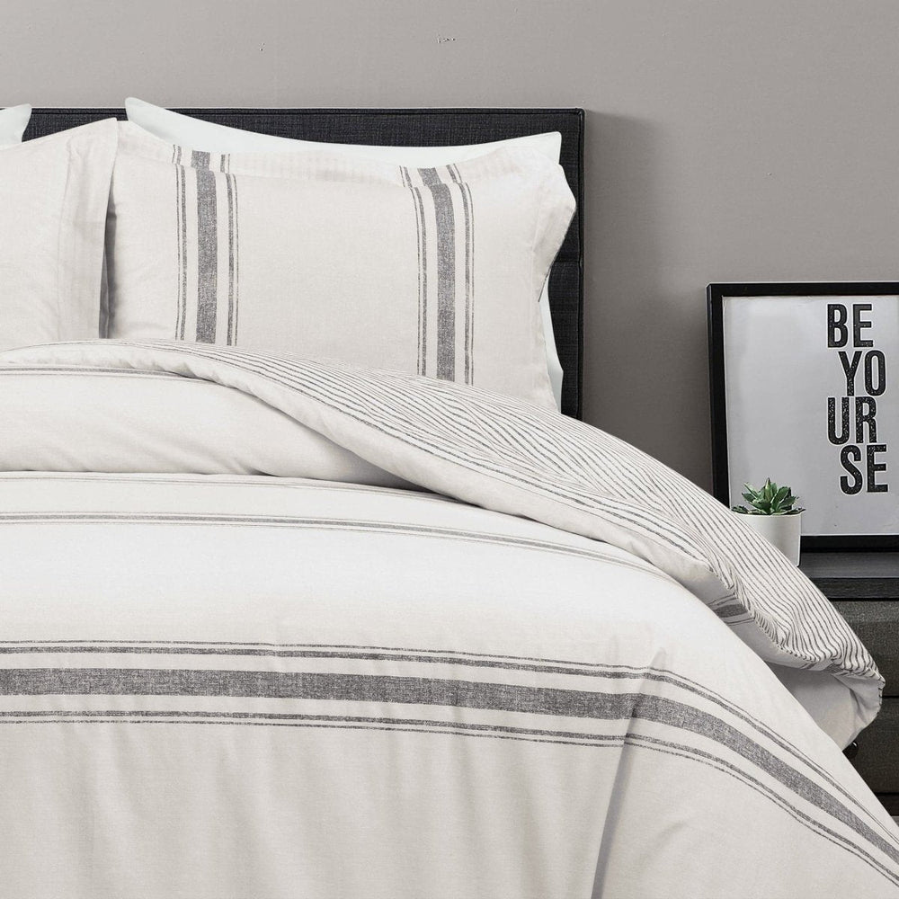 Farmhouse Stripe 100% Cotton Duvet Cover Set - Quahog Bay Bedding