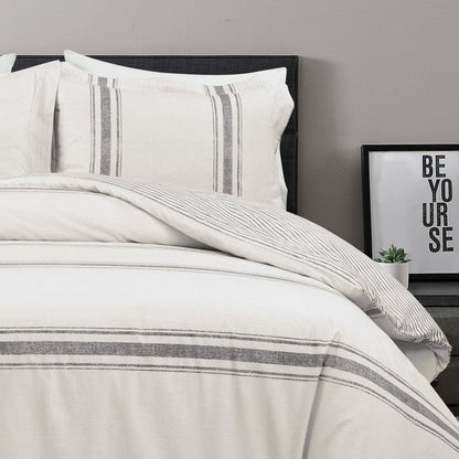 Farmhouse Stripe 100% Cotton Duvet Cover Set - Quahog Bay Bedding