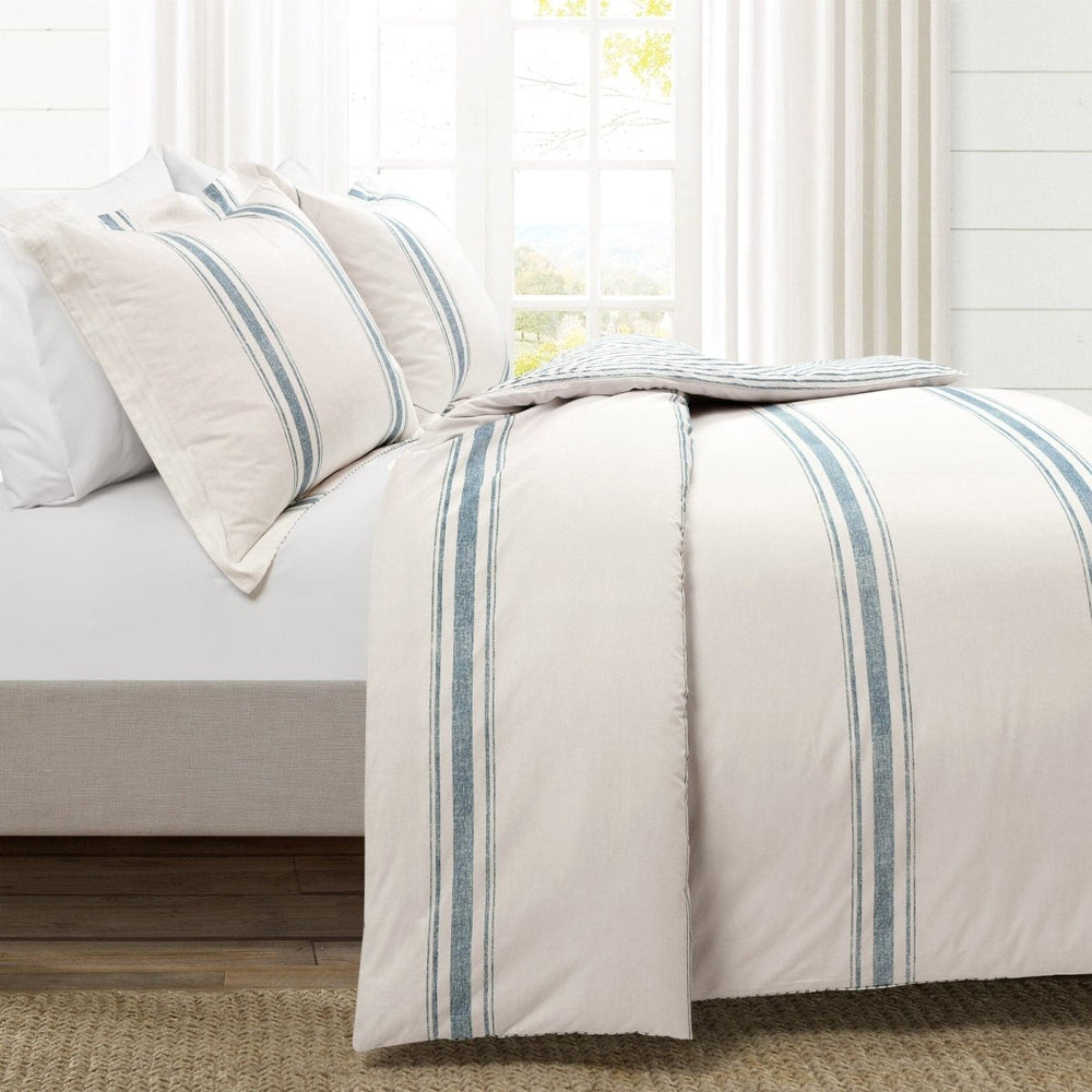 Farmhouse Stripe 100% Cotton Duvet Cover Set - Quahog Bay Bedding
